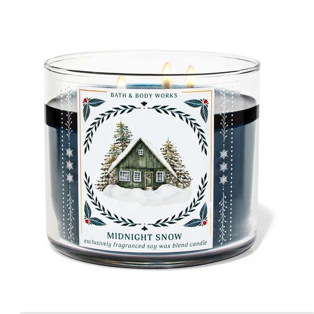 πBOGO 50% OFFβοΈπ―NWTβΌοΈ Bath & Body Works "Midnight Snow" 3-Wick Candle - Picture 7 of 10